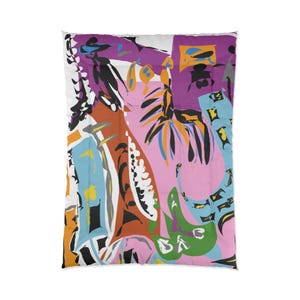 Vibrant Abstract Comforter, Colorful Bedding, Boho Home Decor, Artistic Bedroom, Unique Gift
