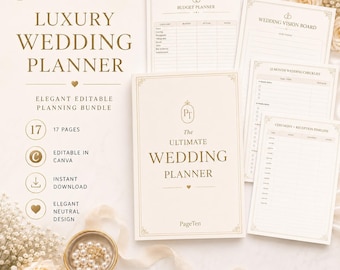 Printable Wedding Planner | Canva Editable | Wedding Organizer | Budget Tracker