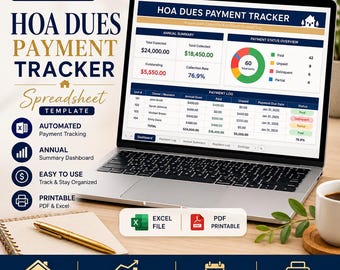 HOA Dues Tracker Spreadsheet - Resident Payments & Delinquency Record