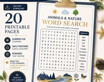 20-Page Kids Summer Printable Activity Pack: Chore Chart, Routine Planner & Worksheets