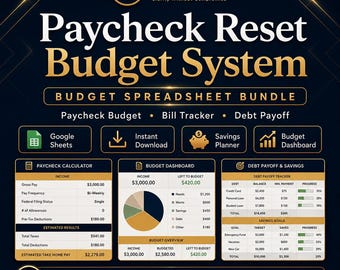 Budget Spreadsheet Google Sheets | Monthly Budget Template, Bill Tracker, Debt Payoff, Savings Planner