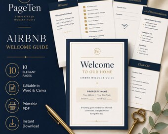 Airbnb Welcome Book | Editable Host Guide | Vacation Rental Template | VRBO Guest Book Printable