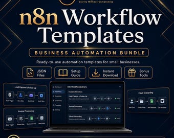 n8n Workflow Templates | Business Automation Bundle, JSON Files, Setup Guide, Lead Capture & Client Onboarding