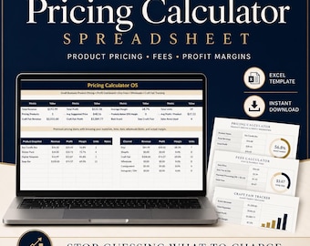 Pricing Calculator Spreadsheet Small Business Product Cost Template Etsy Fee Margin Excel Tool