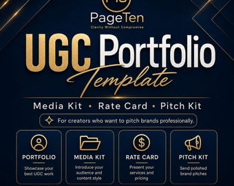 UGC Portfolio Template | Media Kit, Rate Card, Pitch Kit (Digital Download)