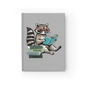 Reading Raccoon Journal - Cute Notebook for Animal Lovers, Gift for Book Lovers, Reading Log, Nature Journal, Raccoon Diary