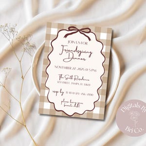 Vriendendiner | Uitnodiging voor Thanksgiving | Bewerkbare canvassjabloon | Digitale download