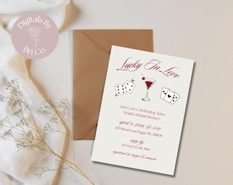 Lucky in Love | Vegas Bridal Shower Invitation Template | Editable Canva Download