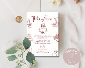 That’s Amore Bridal Shower Invitation | Editable Canva Template | Italian-Inspired Theme | Digital Download