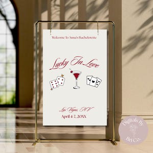 Lucky In Love | Bachelorette, Bridal Shower, Wedding | Welcome Sign Template | Editable Canva Download