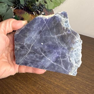 Purple Sodalite Hackmanite Slab – UV Reactive Rough Crystal Mineral Specimen