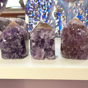 Mini Uruguayan Amethyst Tower: Deep Purple Crystal Geode, Polished Sides