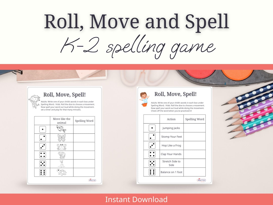 Roll, Move, Spell | Movement-based Spelling Game for Homework or ...