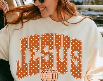 Jesus Fall PNG: Retro Christian Faith PNG, Autumn Polka Dot Faith Sublimation,  Fall Thanksgiving Design Digital Download