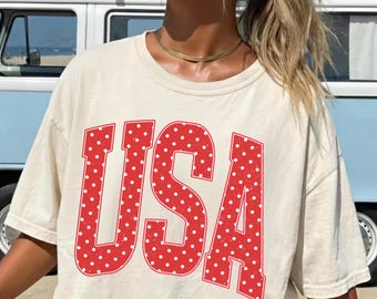 USA PNG Red Polka Dot: Patriotic Fourth of July Sublimation Design (Digital Download)