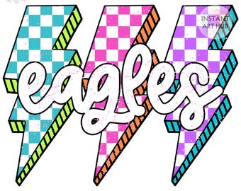 Eagles Png, Checkered Png, Retro Eagles Sublimation design, Game Day Png, Eagles Shirt, Eagles Mascot Png, Neon Eagles Png, Team Pride PNG