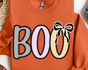 Boo Seersucker Coquette Bow, Spooky Coquette PNG, Spooky Season Png, Bow Boo Png, Halloween Shirt Png, Halloween Shirt Png Sublimation