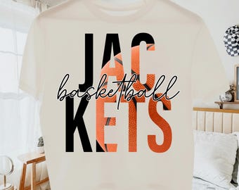 Jackets Basketball PNG: High School Jackets Basketball png, Mascot Jackets shirt png, Jackets school spirit Digital Download