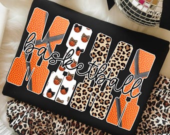 PNG de Mamá Baloncestista, PNG de Lazo de Leopardo a Cuadros, Diseño de Sublimación para Mamá Deportiva, PNG de Camiseta de Mamá Baloncestista para el Día del Partido, PNG de Mamá Moderna