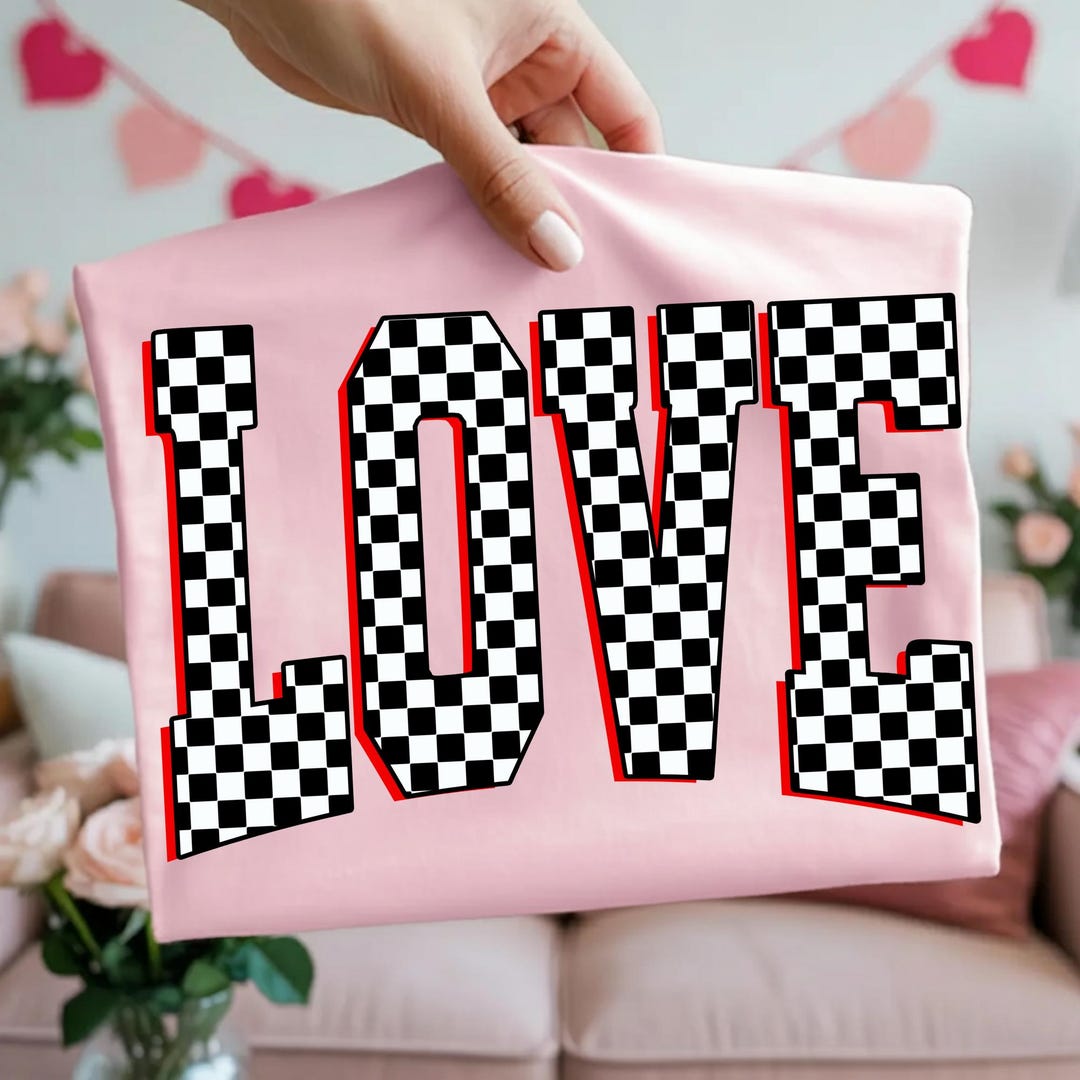 Preppy Checkards Retro Checkered LOVE PNG: Preppy Valentine's Day Love PNG, Heart ...