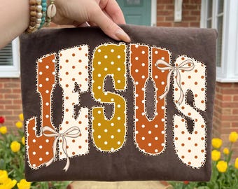 Jésus automne PNG : Tendance automne chemise sublimation Design, foi chrétienne Png PNG, téléchargement numérique Jésus PNG à pois