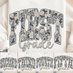 Retro Back to School Boys Old Camo PNG Bundle: Kindergarten Design, First Day PNG, Pre-K to Fifth Grade Png, School Boy Sublimation