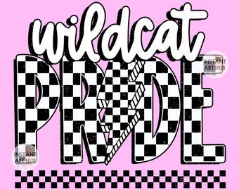 Wildcat Pride Png: Checkered Wildcats Png, Retro Wildcats Sublimation Design, Game Day Png, Wildcats Shirt, Wildcats Mascot Digital Download