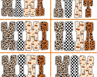 Mama Pumpkin Leopard PNG: Fall Halloween Sublimation Design, Checkered Mama Shirt PNG, Trendy Autumn png, Cute Retro Mom Shirt Design