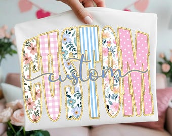 Retro Custom Coquette Floral PNG Bundle, Vintage Trendy Boho Floral Mimi Nana Gigi Design, Gift for Mother's Day, Preppy Mom Design