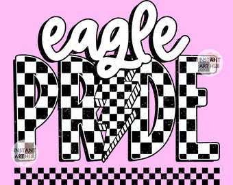 Eagle Pride Png: Checkered Eagles Png, Retro Eagles Sublimation Design, Game Day Png, Eagles Shirt, Eagles Mascot Png Digital Download