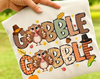 Gobble Turquie fille Kid enfant en bas âge Png, Thanksgiving Kid PNG, chemise reconnaissante conception, enfant en bas âge conception Png, gobble reconnaissant sublimation numérique