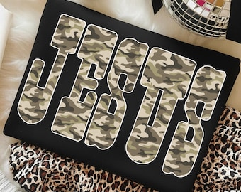 Camo Jesus png, Retro Jesus Png, Adrettes Jesus-T-Shirt, Bibel-Vers png, Camo Christian PNG, Herbst Christian Camouflage Digital Download
