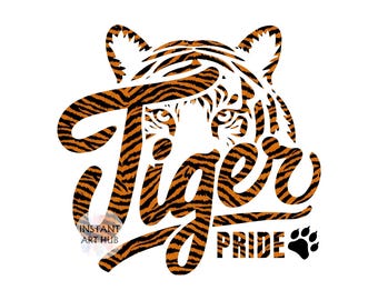Tiger Mascot PNG: Tigers Pride Sublimation Design, Tiger Head Shirt Graphic, Camo Spirit PNG, Digital File Download
