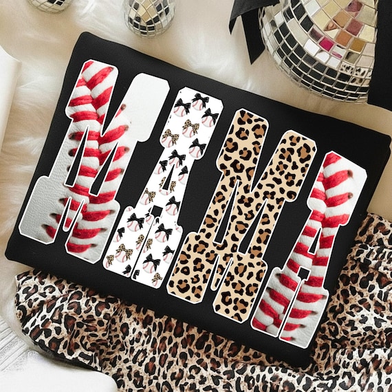 Retro baseball Mama Png: Leopard Baseball Mama Design Sublimation, Game Day Sports Mom Shirt Digital Download