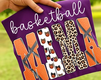 Mamá Baloncestista PNG: PNG para día de partido de baloncesto, diseño de camiseta PNG de baloncesto retro, camiseta PNG moderna para mamá en el día del partido, PNG para sublimación de mamá