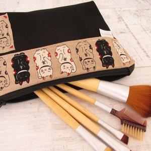 Trousse à maquillage avec fermeture éclair Lucky Cats