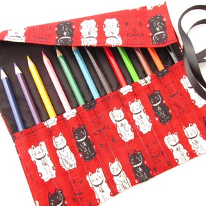 Colouring Pencils Case Sketching gifts in kawaii fabric for cat lovers