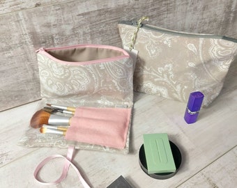 Girlie Make Up Bag gift Set in Grey and Pink