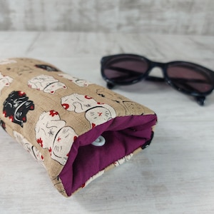 Lucky Cat Padded Glasses Case Gift for Cat Mum