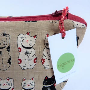 Lucky Cats Zip Cosmetics Bag in 3 colours image 1