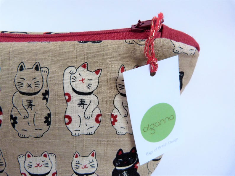 Lucky Cats Zip Cosmetics Bag in 3 colours image 1