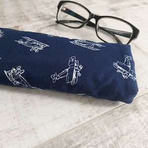 Aviation Stocking filler Glasses Case, blue sunglasses case with aeroplanes