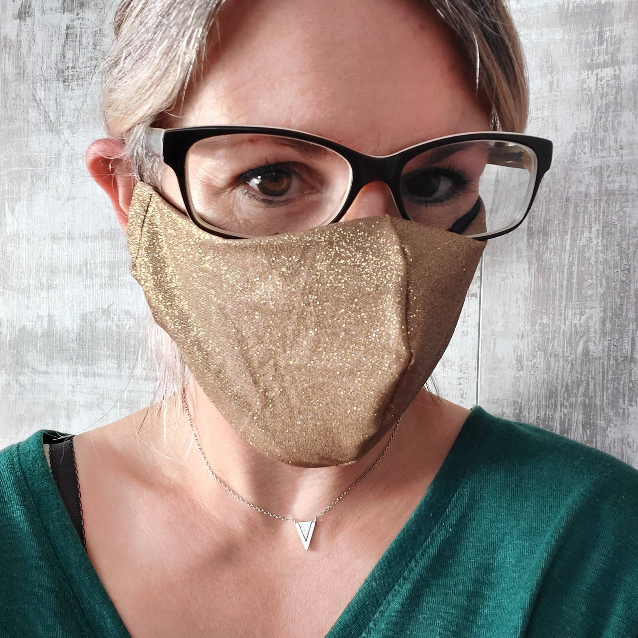 Hot Pink Glitter face masks. Gold face mask glitter face Etsy