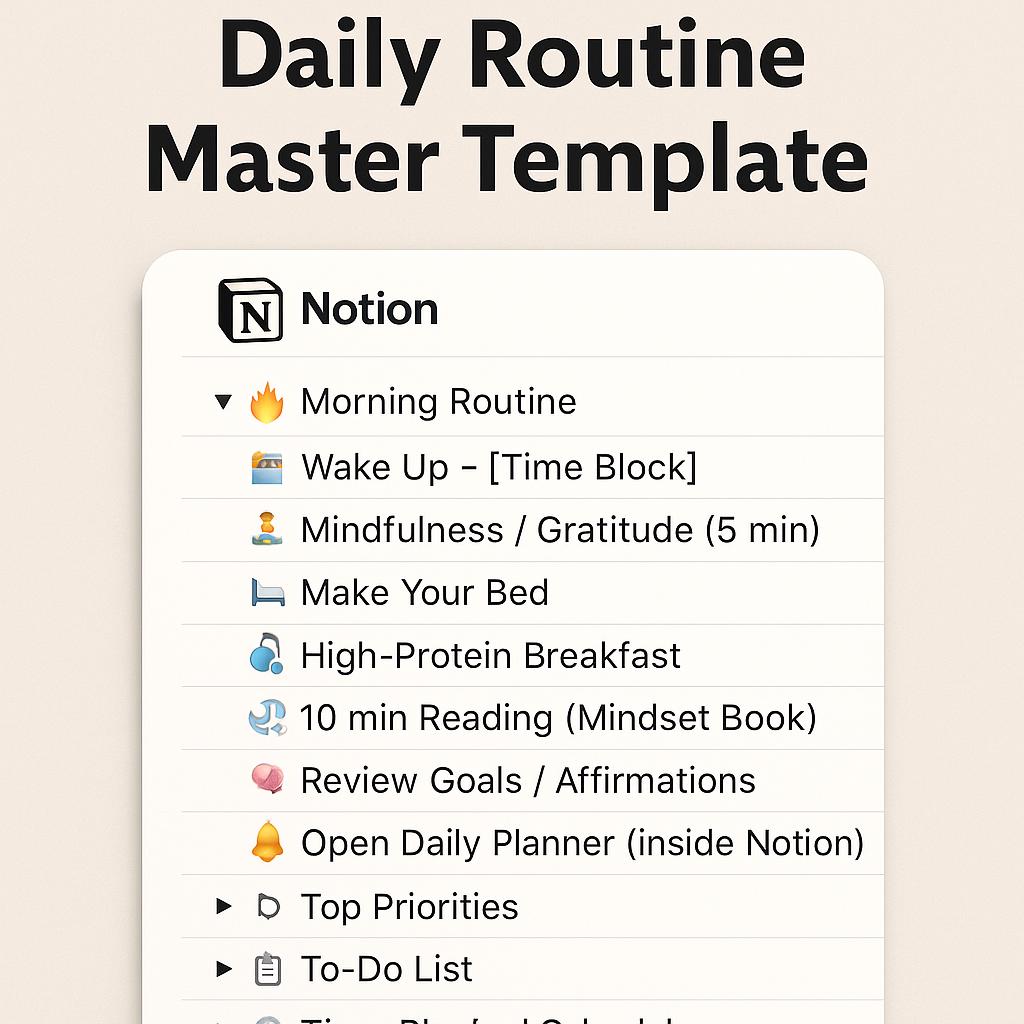 Everyday Routine Dashboard Routine Planner Template | Productivity Dashboard | Notion Schedule ...