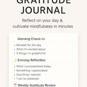 Daily Gratitude Journal Notion Template | Morning & Evening Reflections | Mental Health Self Care Digital Download