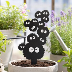 Cute Fluffy Creature Plant Pot Stake, Whimsical Garden Decor, Cartoon Fluffy Sprite Pot Decor, Indoor Outdoor Garden Art, Gardening Gift