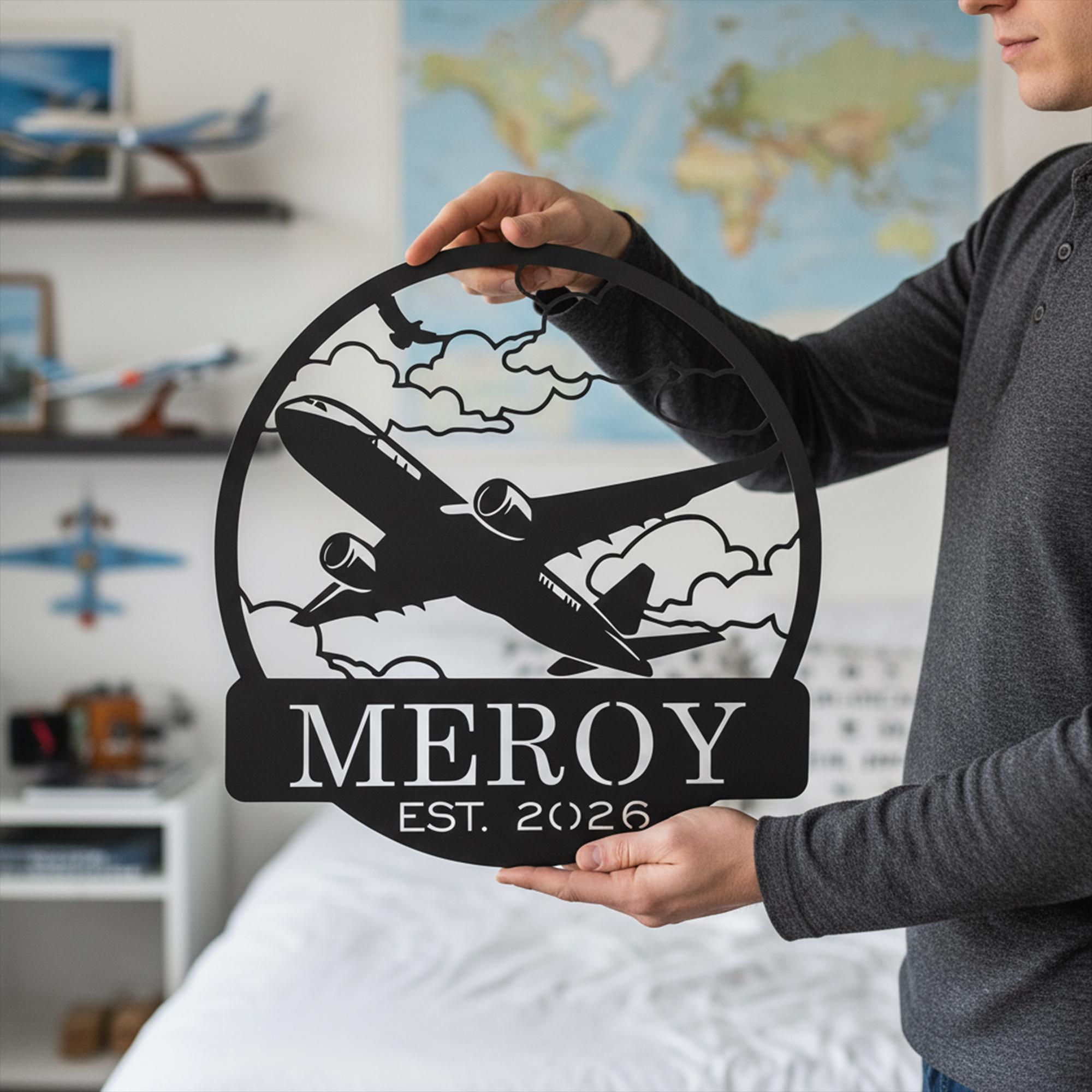 Personalized Airplane Metal Sign, Aviation Metal Decor, Man Cave Decor ...