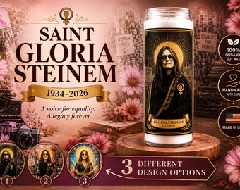 Gloria Steinem Memorial Prayer Candle, Feminist Icon Gift, Women’s Rights Activist
