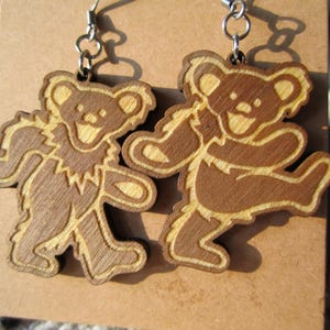 Walnut Dancing Bear Earrings – Grateful Dead Inspired