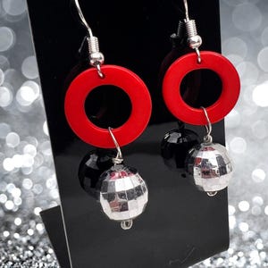 Phish Earrings | Red Donut Disco Ball Earrings